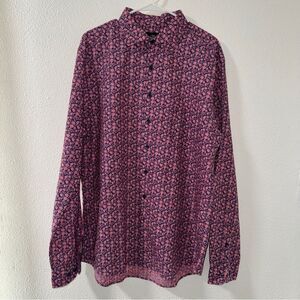 Rodd & Gunn Pink and Blue Floral Print Button Long Sleeve Shirt Sports Fit 2XL